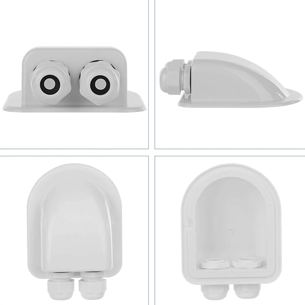 Restmo IP68 Waterproof Solar Cable Entry Gland, climate impervious Dual Cable Entry Housing for Solar Panels of RV, Caravan, Marine, ship, Cabin, White