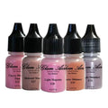 Set of Five (5) Shades of Glam Air Airbrush Eye Shadow Makeup E25 Cherry Blossom Pink, E27 Shimmer Mauve, E28 Light Magenta, E29 Peachy Shimmer, and E31 Purple Shimmer moisture-based Formula Last All Day