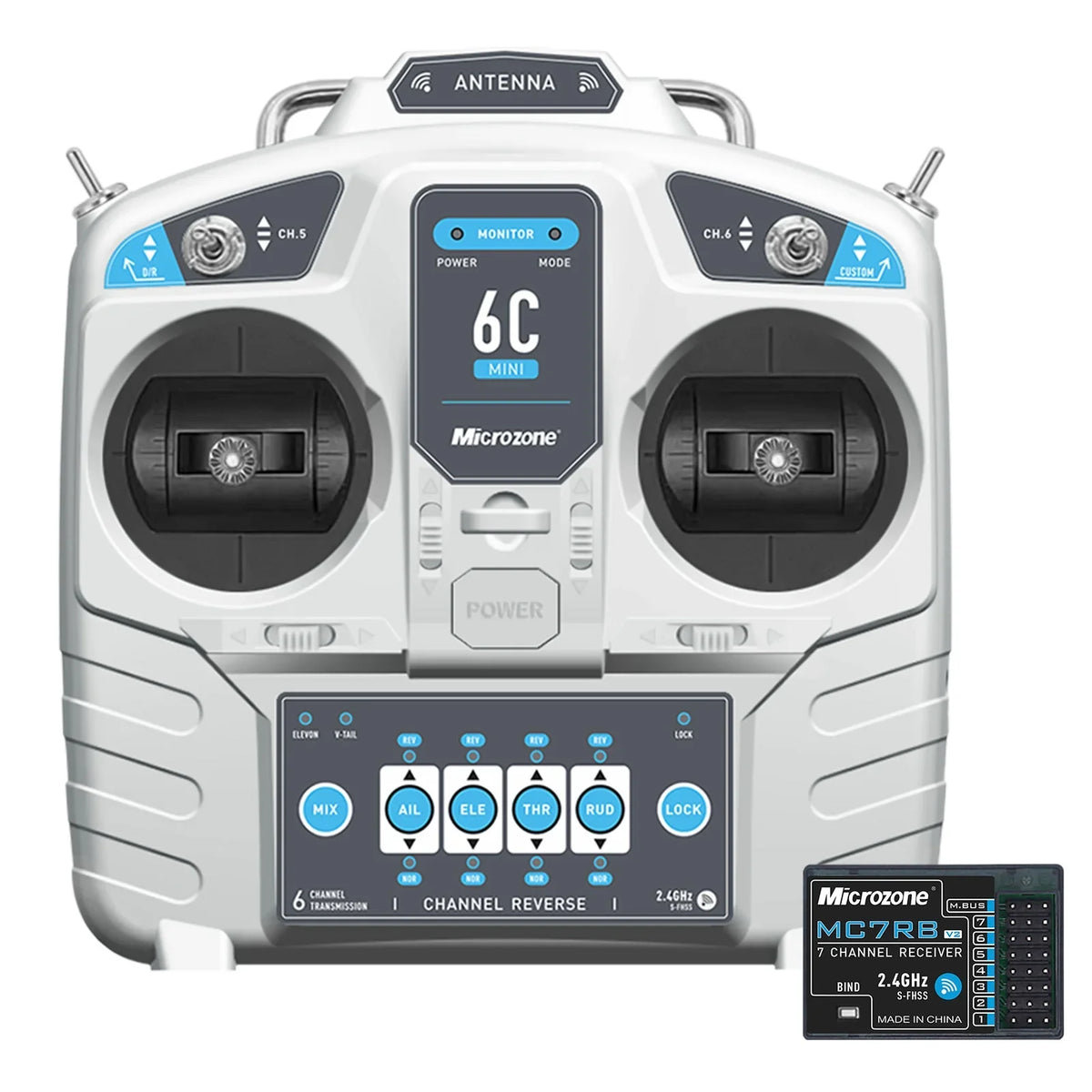 Microzone 6CH Remote Controller Mode 2 for RC Airplane Drone Multirotor Helicopter Car ship