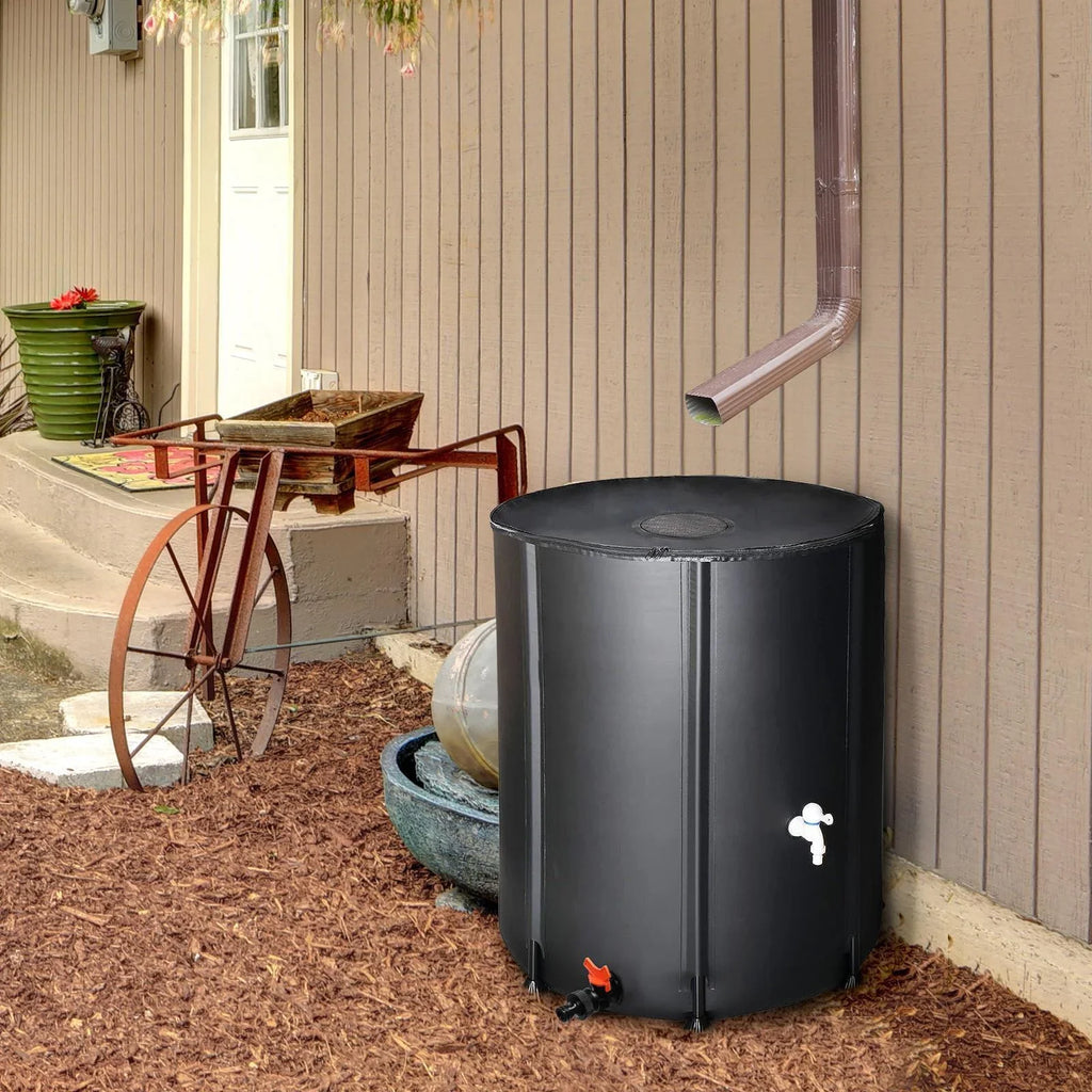 Portable Rain Barrel aqua Collector Tank with Spigot Filter Black 50 Gallon