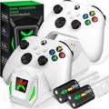 Xbox Controller Charger,Xbox Charging Station Dock with 2x2550mAh Rechargeable Battery Packs for Xbox One/Series X|S Controller Accessories-White
