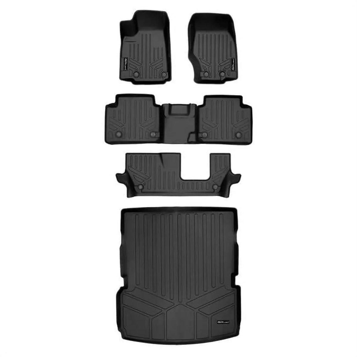 SA0568-B0568-C0568-D0568 All climate Custom Fit Black 3 Row & Cargo Liner Behind the 2nd Row Floor Mat Liner Set for 2021-2023 Jeep Grand Cherokee L, Black