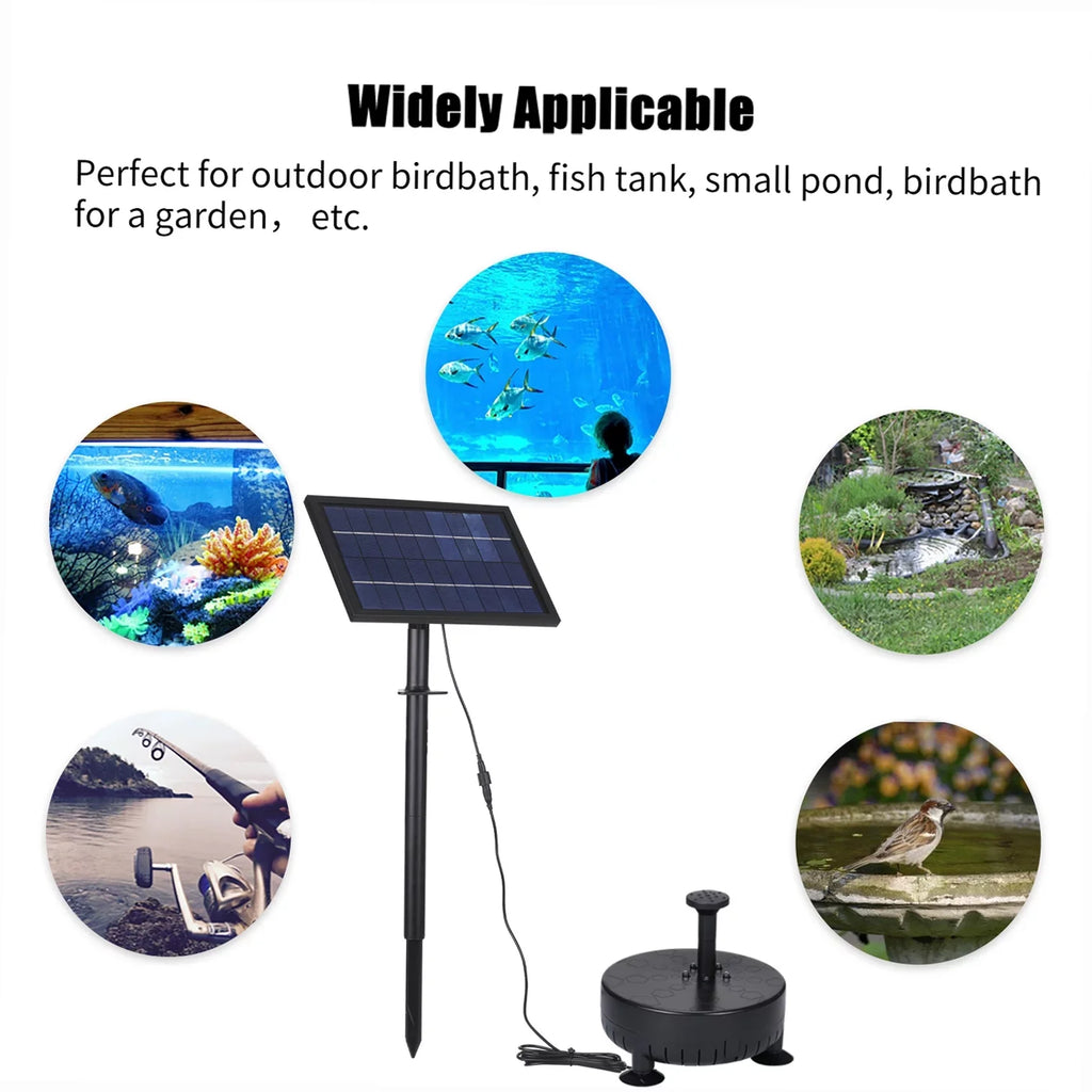 10V/8W Solar Powered Fountain Pump moisture Pump with Adjustable Solar Panel DIY Birdbath Fountain Pump Outdoor liquid Fountain Panel Kit for Fish Tank Small Pond Garden Patio Lawn Pool