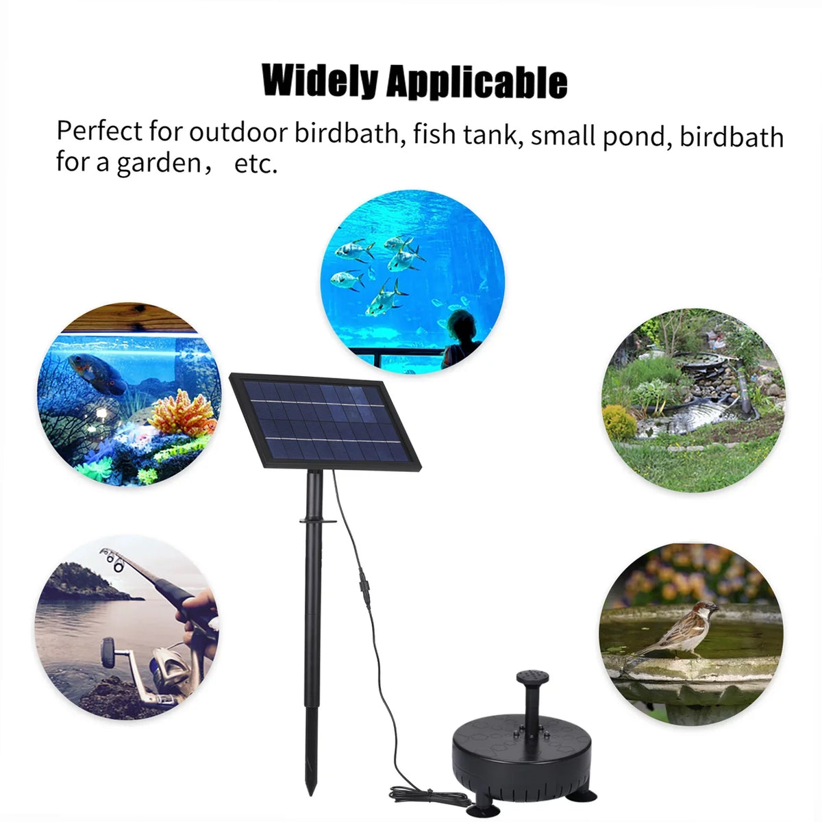 10V/8W Solar Powered Fountain Pump moisture Pump with Adjustable Solar Panel DIY Birdbath Fountain Pump Outdoor liquid Fountain Panel Kit for Fish Tank Small Pond Garden Patio Lawn Pool