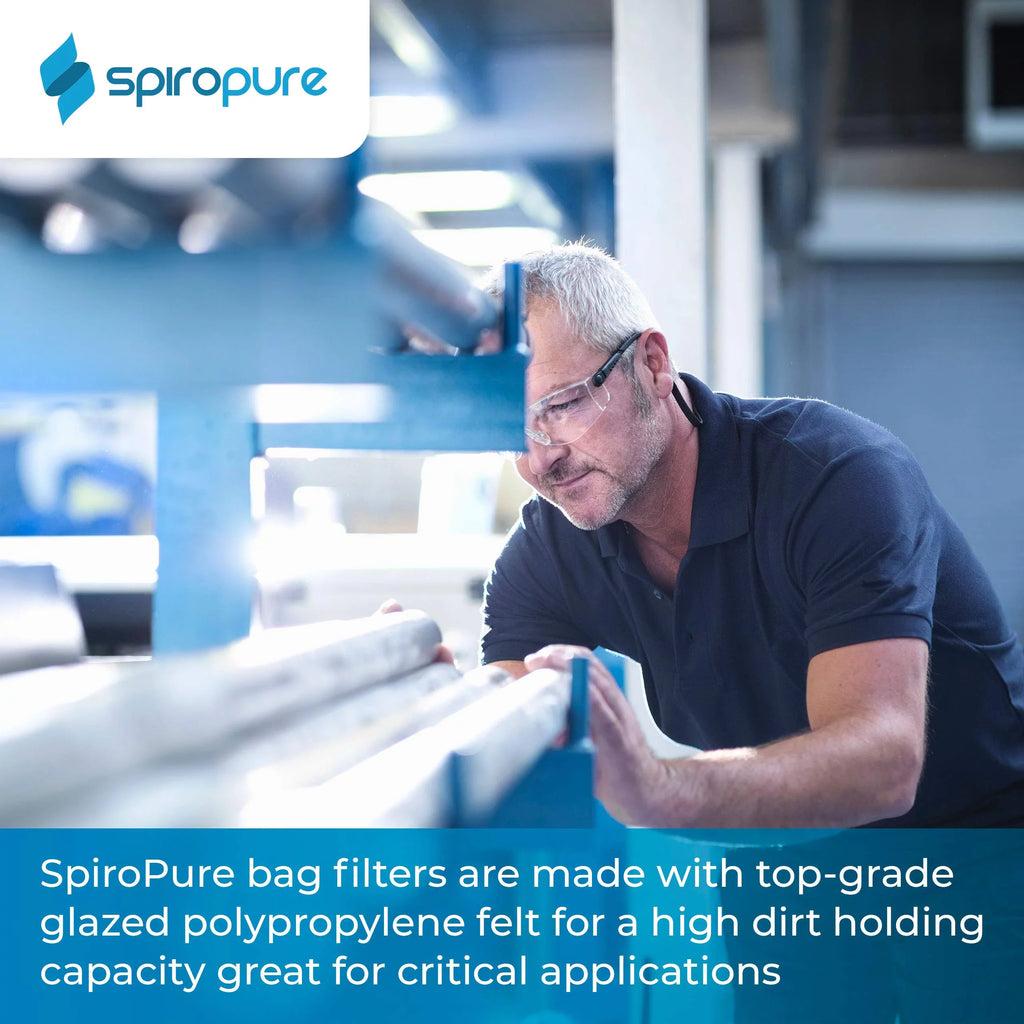 SpiroPure SP-BP-410-50 50 Micron #3 (10”) Glazed Polypropylene Felt Liquid Bag Filter BP-410-50 155391-03 (Case of 40)