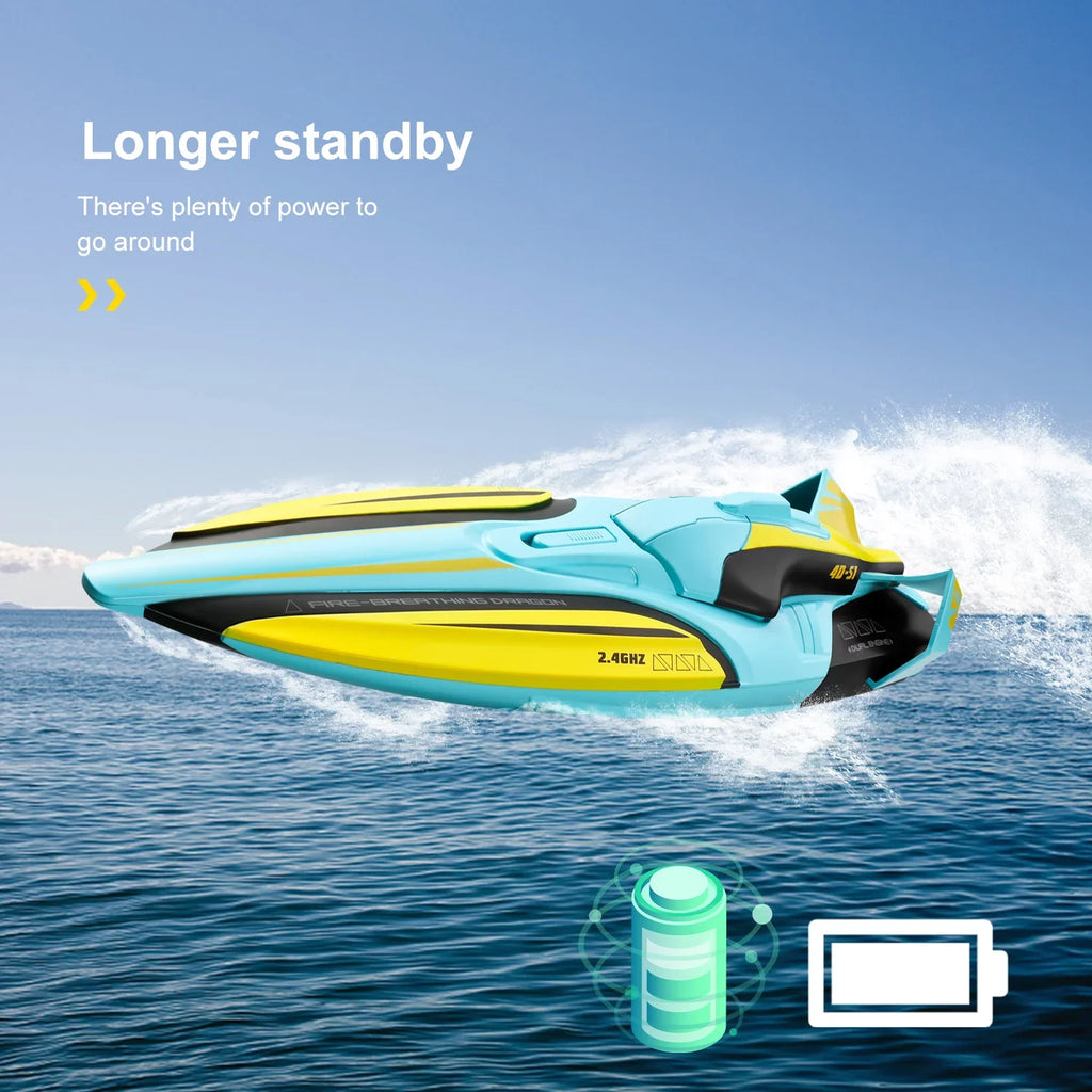 4DRC S1 RC vessel - Remote Control vessel for Pools and Lakes, 4 Channel 2.4GHZ Remote Control, and Rechargeable vessel Battery，Yellow