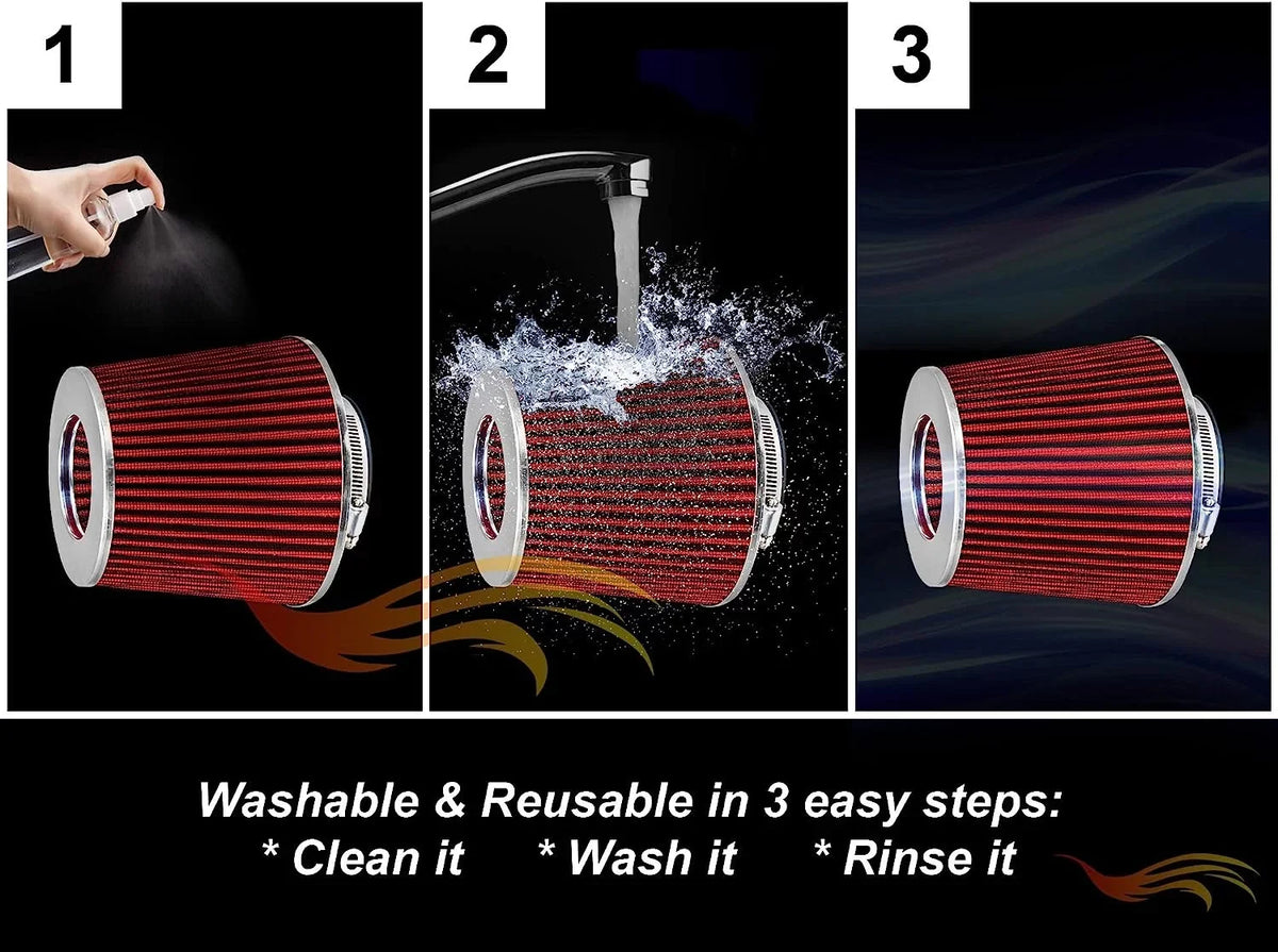 Rtunes Racing Cold Air Intake Kit + Filter Combo RED suitable For 96-05 Chevy S10 / Blazer 4.3L / 96-05 GMC Sonoma/Jimmy 4.3L / 97-00 Isuzu Hombre / 96-01 Oldsmobile Bravada 4.3L