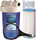 10" Big Blue Whole House aqua Filter 5 Micron Pleated Sediment Cartridge with clear blue transparent housing