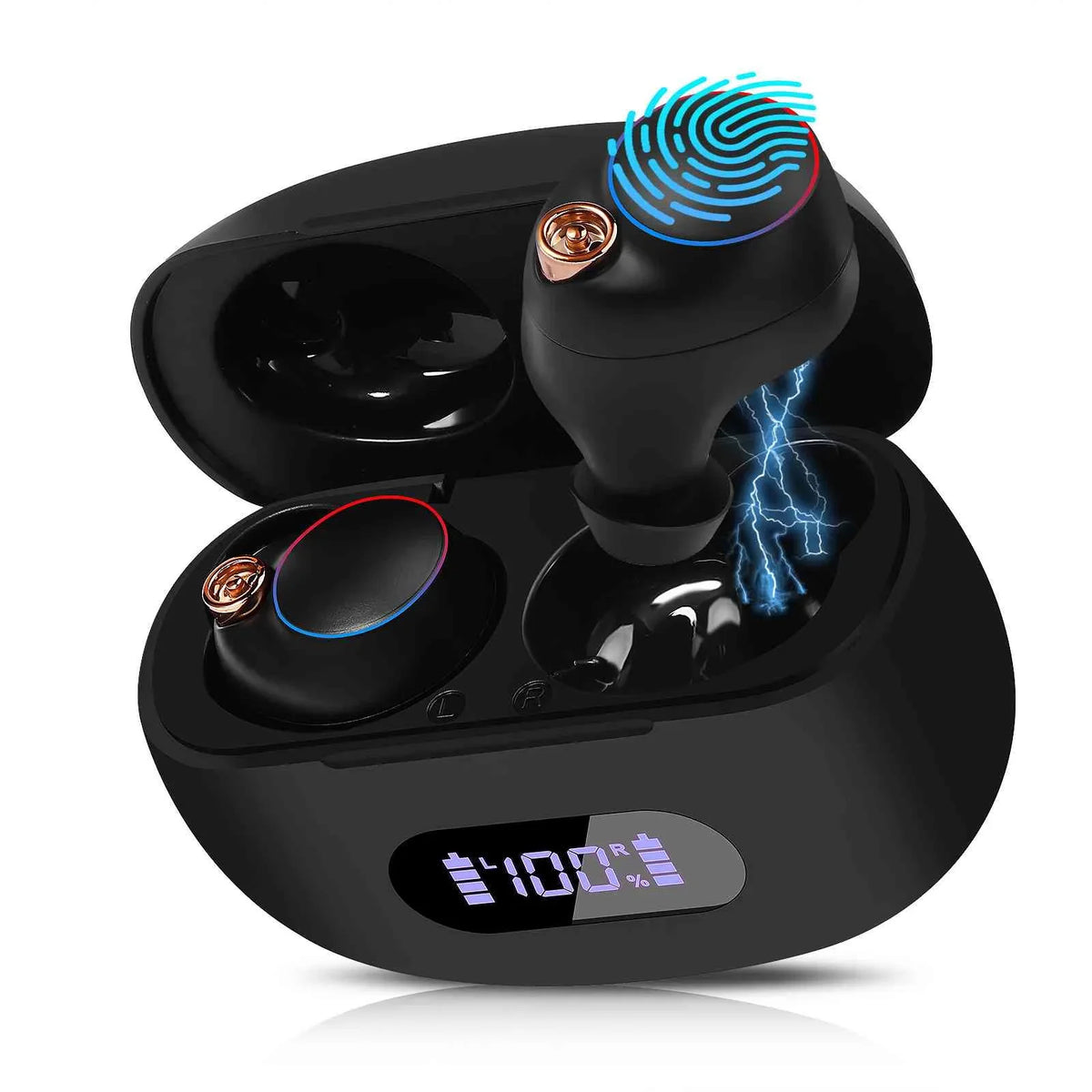 UrbanX True Wireless Bluetooth Earbuds + Charging Case, Black, Dual Connect, IPX5 aqua Resistance, Bluetooth 5.2 Connection, Balanced, Bass Boost matching with  Z6 Pro