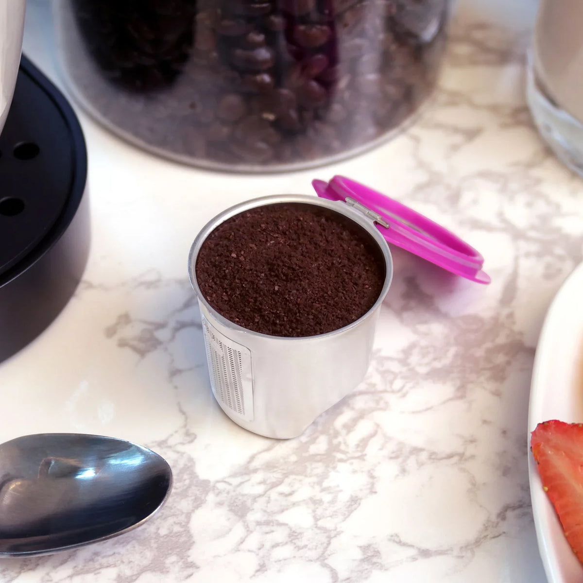 Perfect Pod 2-Pack Cafe Fill Stainless Steel Reusable Coffee Pod Micro-Etched Metal Filter, matching with Keurig Single Cup Coffee Makers & Select Other Models