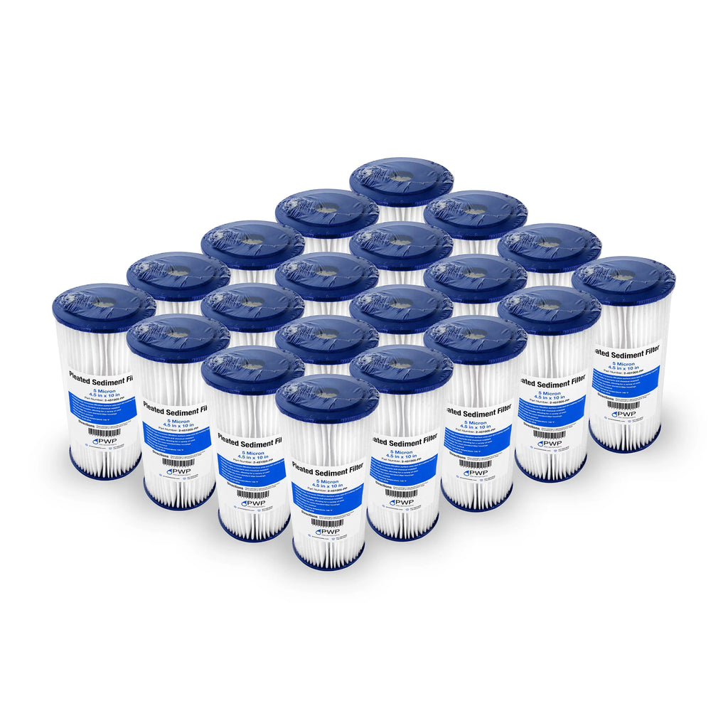 Pleated Poly Sediment aqua Filter Cartridge 4.5x10" 5 Micron 20 Pack