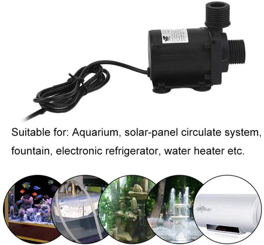 DC 12V Brushless liquid Pump 1/2'' Male Thread Centrifugal Submersible Pump 800L/H 210GPH 4M/13ft for Fountain Solar Panel Pond Aquarium moisture Circulation System