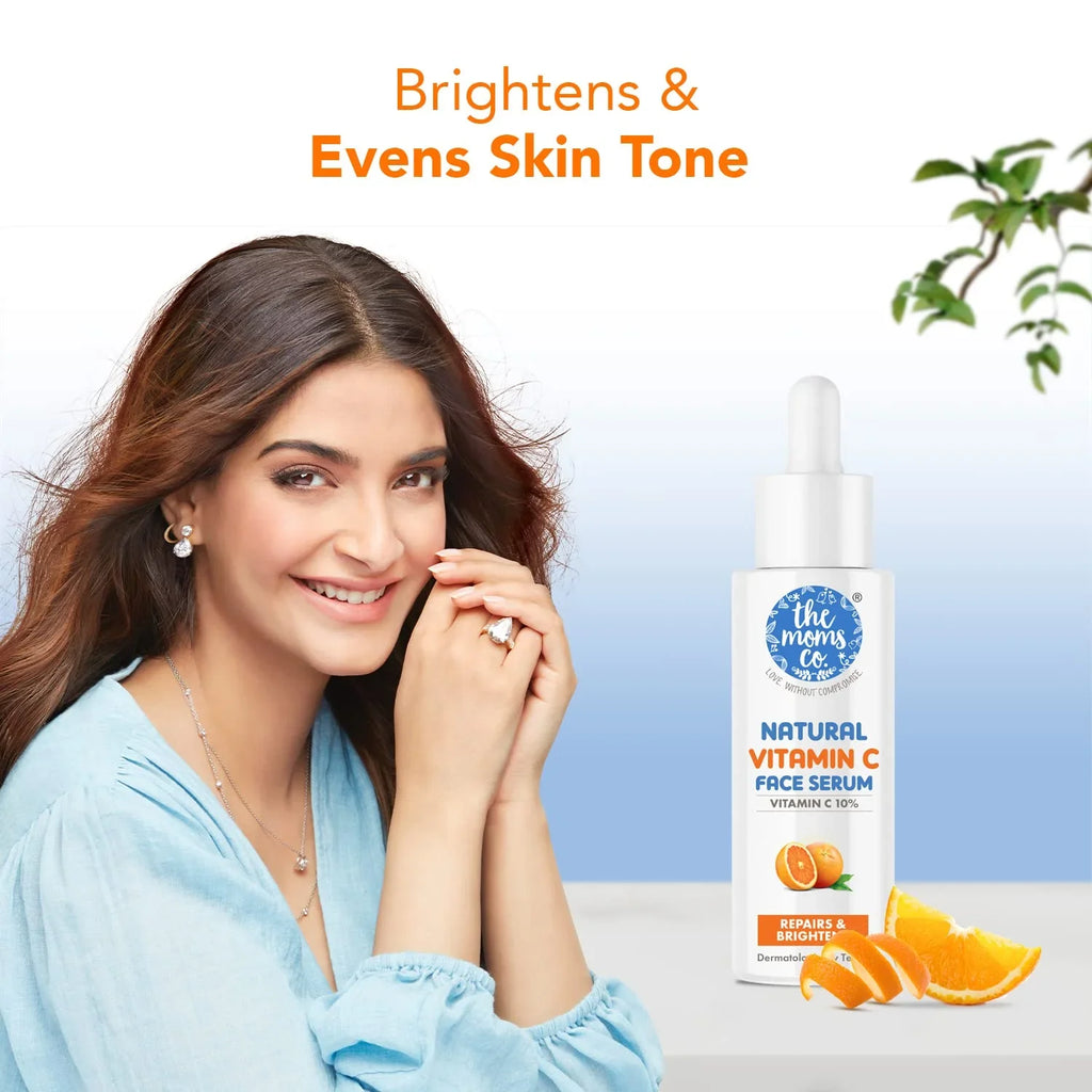 Natural Advanced Face Serum With Vitamin C For A Naturally Brighter And Even Toned Skin L 20 Percent Vitamin C L 20 Ml. The Moms Co