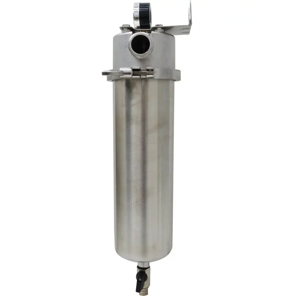 TECHTONGDA Front liquid Filter Housing 10 inch Filter 1 inch NPT for Whole House moisture Purification 304 Stainless Steel 8000L/h