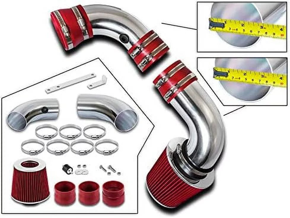 Rtunes Racing Cold Air Intake Kit + Filter Combo RED suitable For 96-05 Chevy S10 / Blazer 4.3L / 96-05 GMC Sonoma/Jimmy 4.3L / 97-00 Isuzu Hombre / 96-01 Oldsmobile Bravada 4.3L