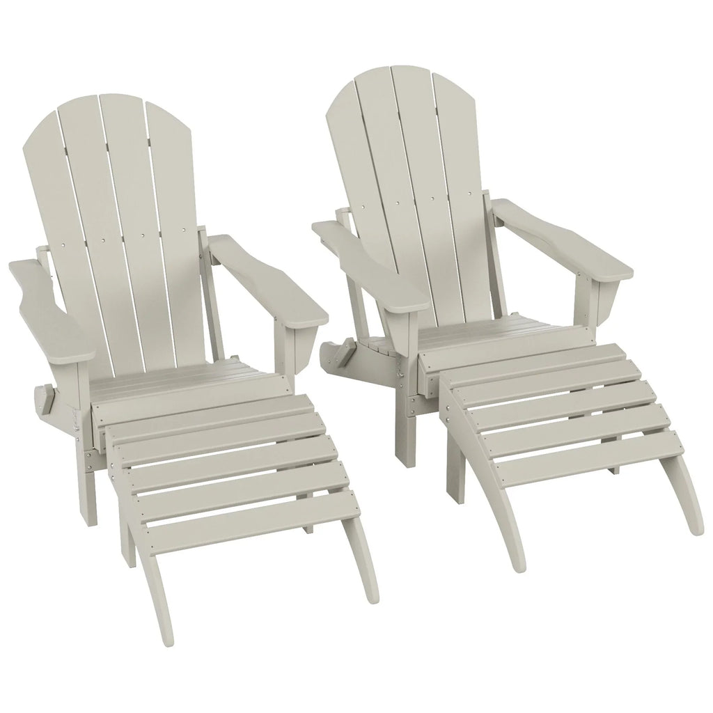 Polytrends  Laguna All atmospheric conditions Poly Outdoor Patio Adirondack Chair Conversation Set - (4-Piece) Sand