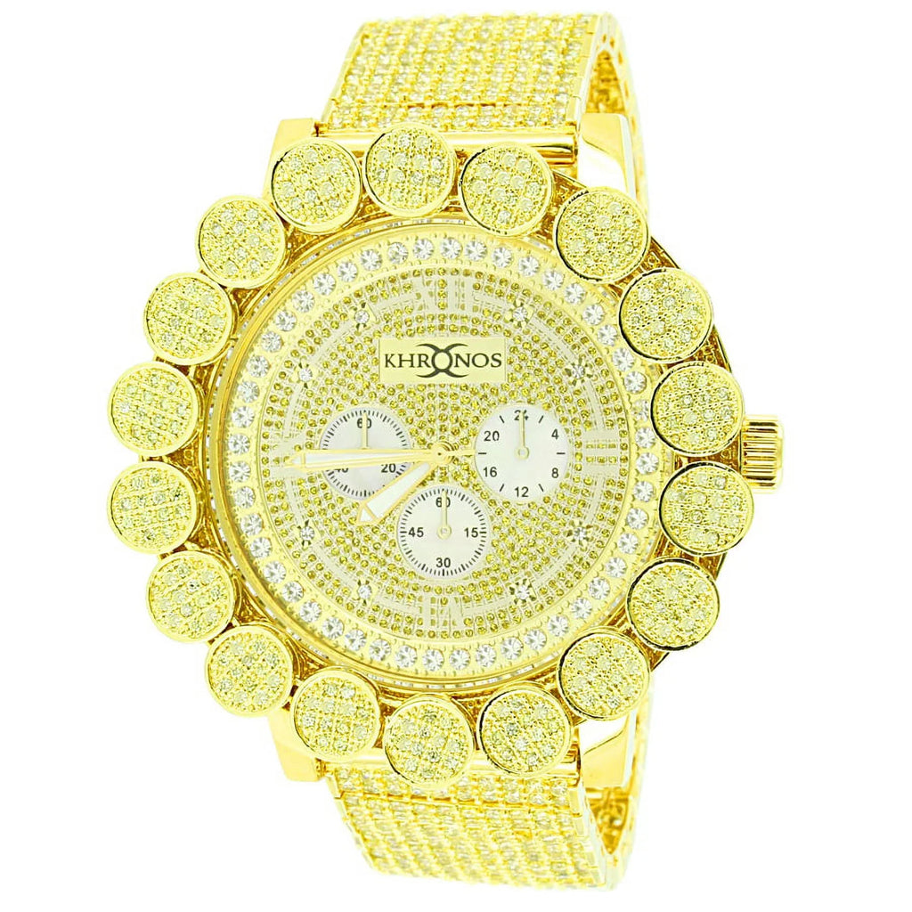 Canary Gold Tone Custom Pave Watch Solid Stainless Steel Back Genuine Diamond Dial Iced Out Flower Bezel Jo Rodeo Jojino