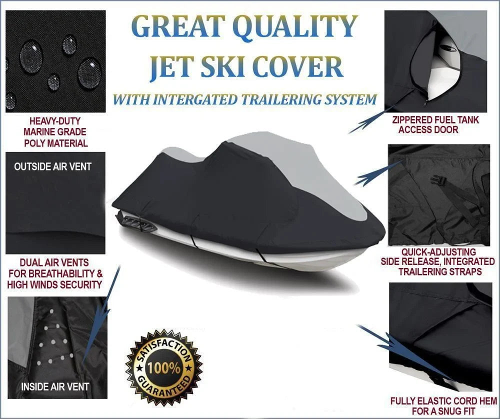 SUPER HEAVY-DUTY PWC JetSki wrap matching for Kawasaki STX-15F 2003-2017 Jet Ski Trailerable wrap Black/Grey