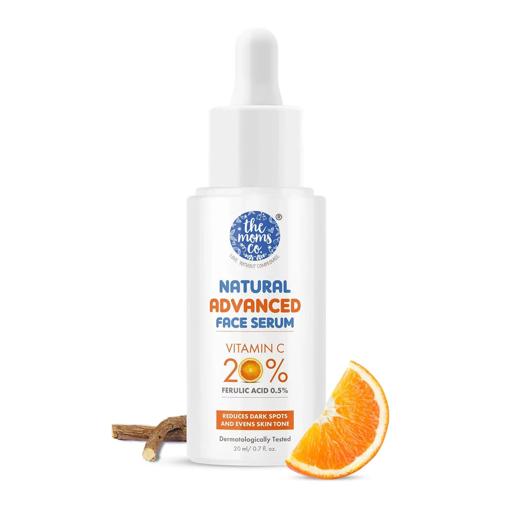 Natural Advanced Face Serum With Vitamin C For A Naturally Brighter And Even Toned Skin L 20 Percent Vitamin C L 20 Ml. The Moms Co