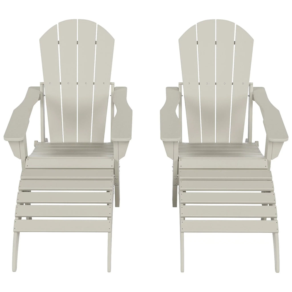 Polytrends  Laguna All atmospheric conditions Poly Outdoor Patio Adirondack Chair Conversation Set - (4-Piece) Sand