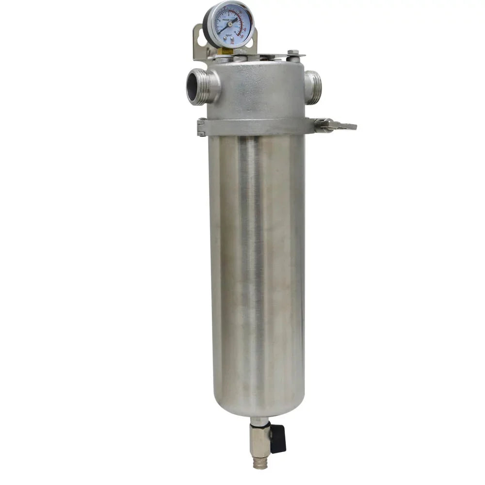 TECHTONGDA Front liquid Filter Housing 10 inch Filter 1 inch NPT for Whole House moisture Purification 304 Stainless Steel 8000L/h