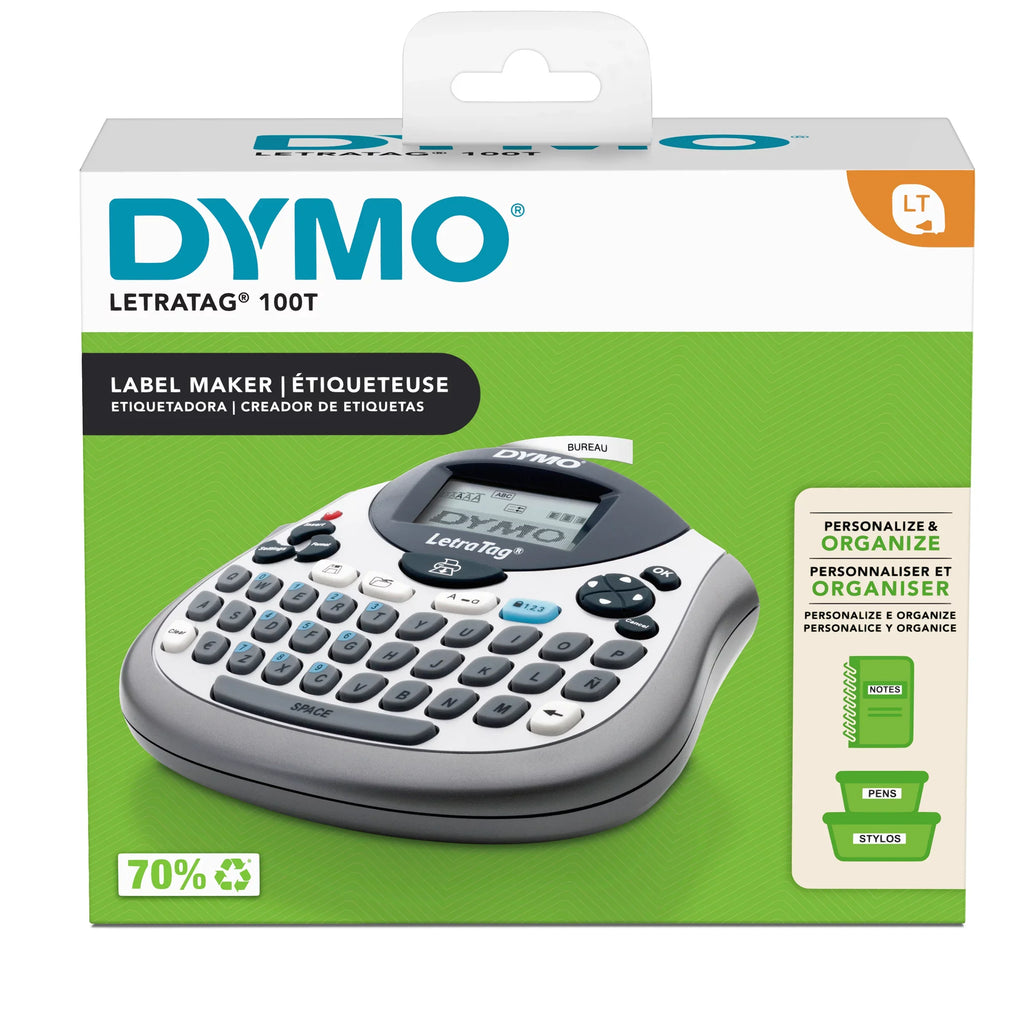 DYMO LetraTag 100T QWERTY Label Maker, Includes Black Print on White Paper Label