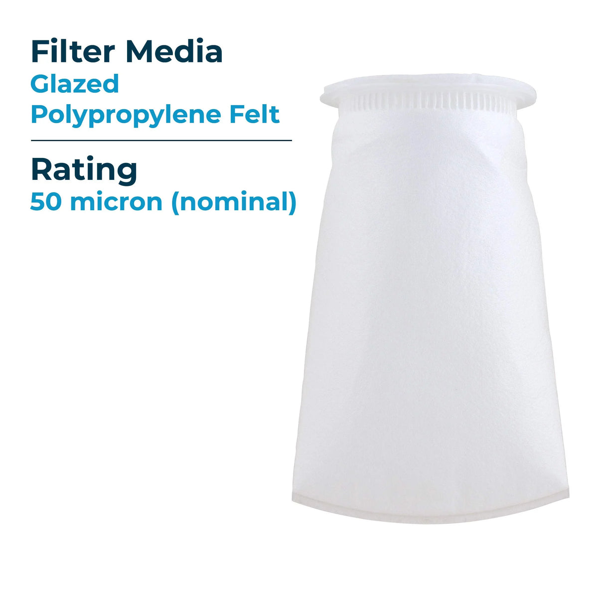 SpiroPure SP-BP-410-50 50 Micron #3 (10”) Glazed Polypropylene Felt Liquid Bag Filter BP-410-50 155391-03 (Case of 40)