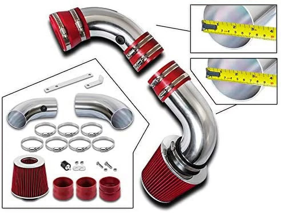 Rtunes Racing Cold Air Intake Kit + Filter Combo RED suitable For 96-05 Chevy S10 / Blazer 4.3L / 96-05 GMC Sonoma/Jimmy 4.3L / 97-00 Isuzu Hombre / 96-01 Oldsmobile Bravada 4.3L