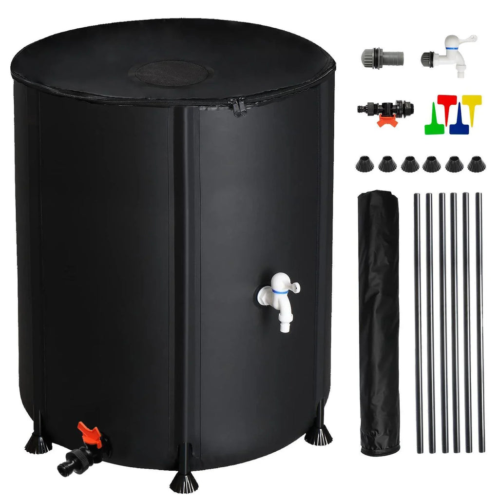 Portable Rain Barrel aqua Collector Tank with Spigot Filter Black 50 Gallon