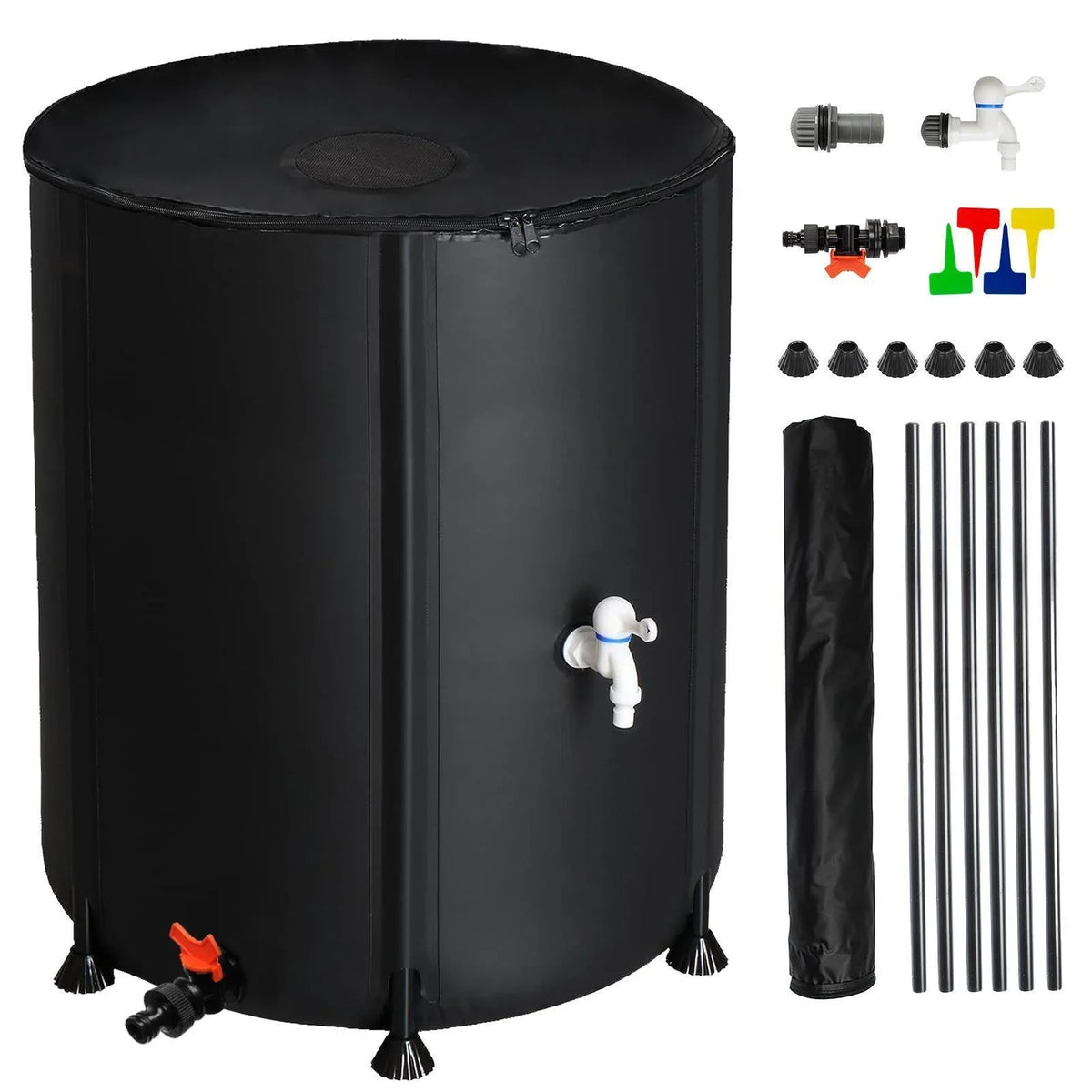Portable Rain Barrel aqua Collector Tank with Spigot Filter Black 50 Gallon