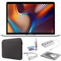MacBook Pro 13-inch (i5 2.3GHz, 256GB SSD) (Mid 2018, MR9U2LL/A) - Silver Bundle with Black Zipper Sleeve + Laptop Starter Kit + Cleaning Kit (Refurbished)