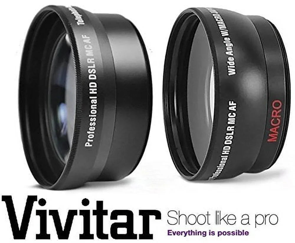 2Pc Lens Kit Hi-Definition Telephoto & Wide Angle Lens Set For  D5300 D3300 (52mm appropriate)
