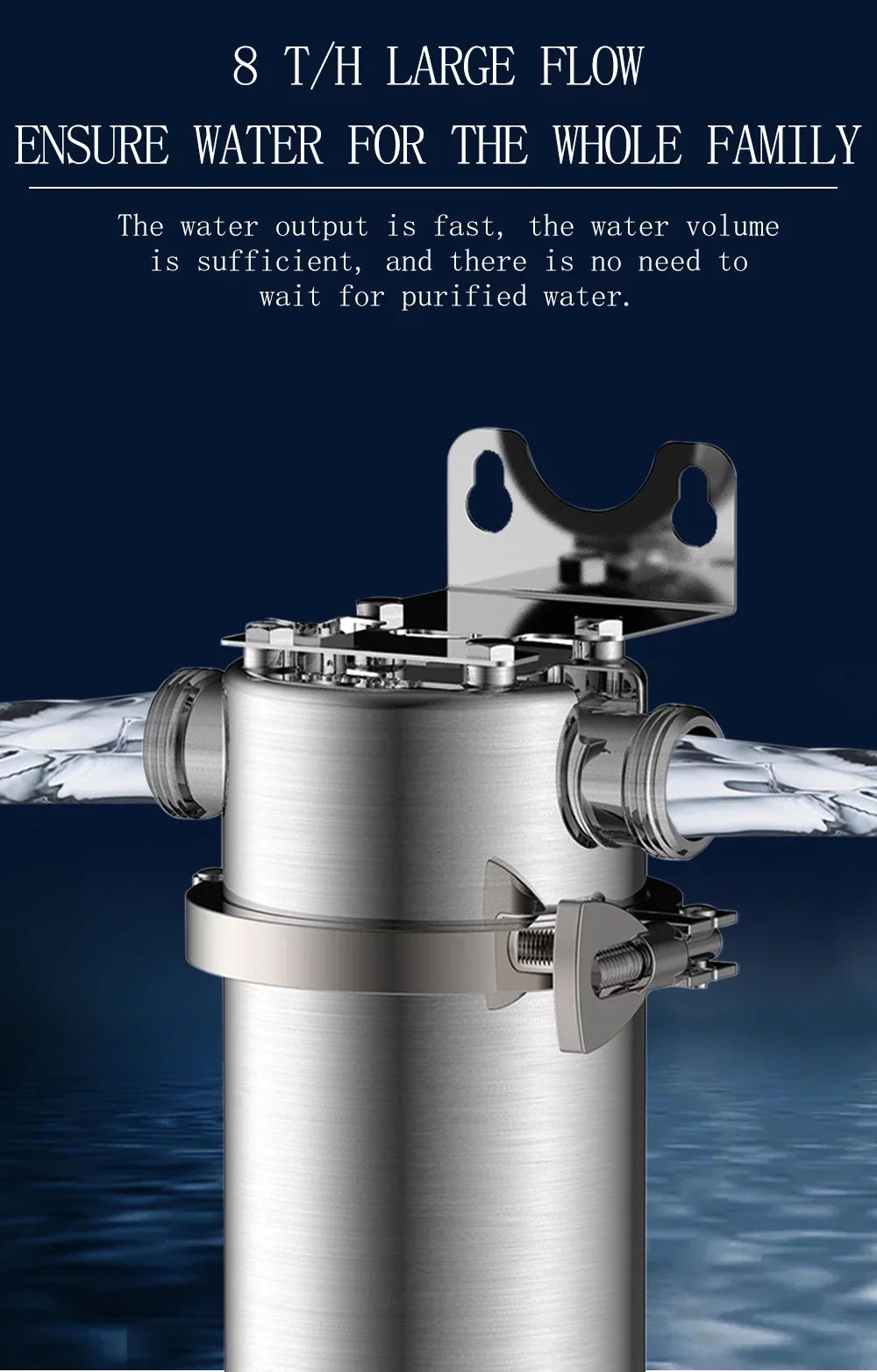 TECHTONGDA Front liquid Filter Housing 10 inch Filter 1 inch NPT for Whole House moisture Purification 304 Stainless Steel 8000L/h