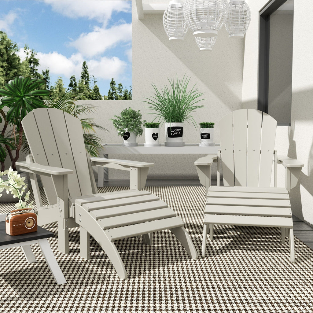 Polytrends  Laguna All atmospheric conditions Poly Outdoor Patio Adirondack Chair Conversation Set - (4-Piece) Sand