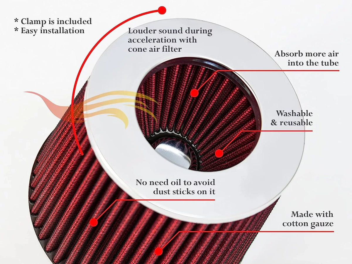 Rtunes Racing Cold Air Intake Kit + Filter Combo RED suitable For 96-05 Chevy S10 / Blazer 4.3L / 96-05 GMC Sonoma/Jimmy 4.3L / 97-00 Isuzu Hombre / 96-01 Oldsmobile Bravada 4.3L
