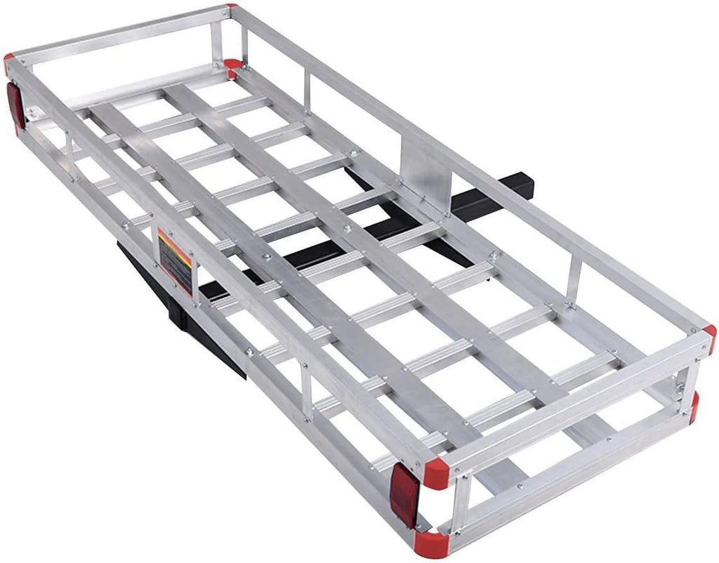 Hitch Cargo Carrier Fits 2” Receiver, 60” x 22” x 7” Mount Luggage Rack, Aluminum Trailer Vehicle Cargo Basket for SUV, Truck, Car, 500LBS Capacity
