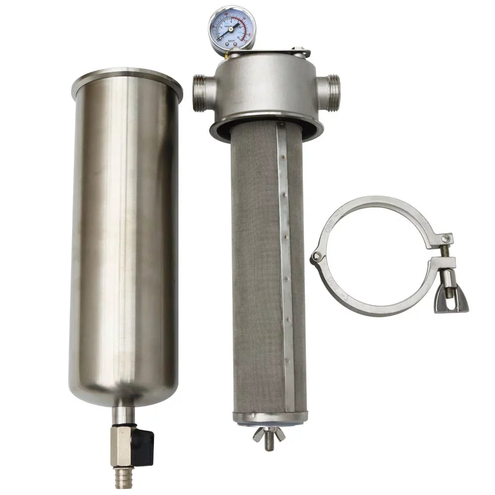 TECHTONGDA Front liquid Filter Housing 10 inch Filter 1 inch NPT for Whole House moisture Purification 304 Stainless Steel 8000L/h
