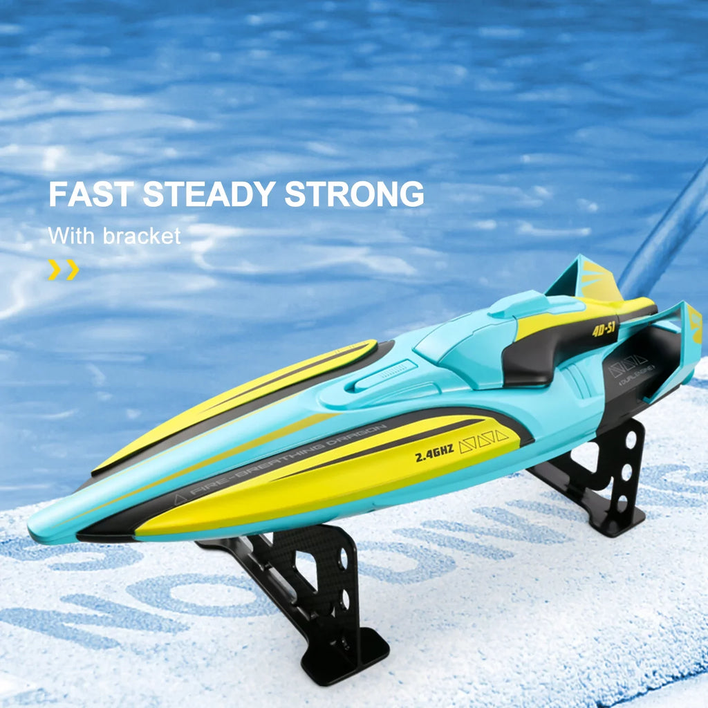 4DRC S1 RC vessel - Remote Control vessel for Pools and Lakes, 4 Channel 2.4GHZ Remote Control, and Rechargeable vessel Battery，Yellow
