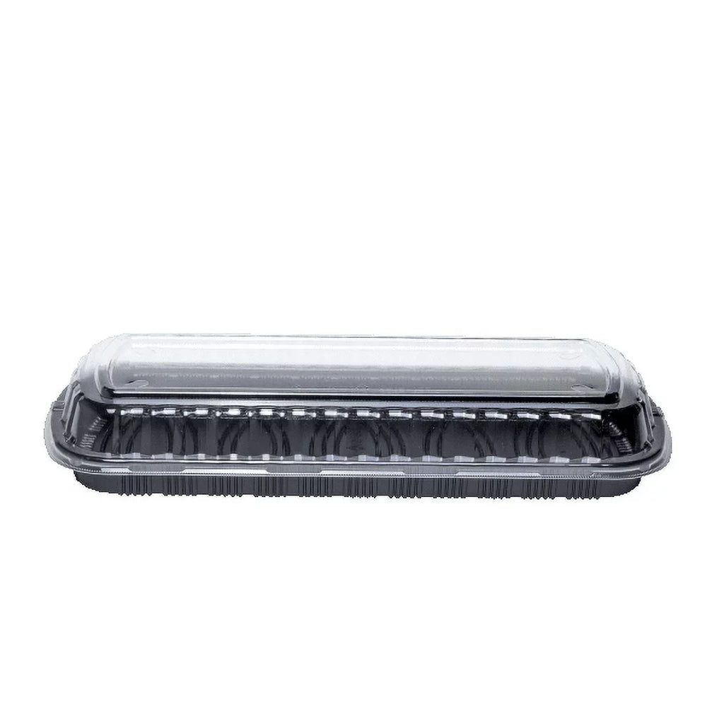 Karat Full Slab Black PP Plastic Rib Container with Clear OPS lid - 100 ct