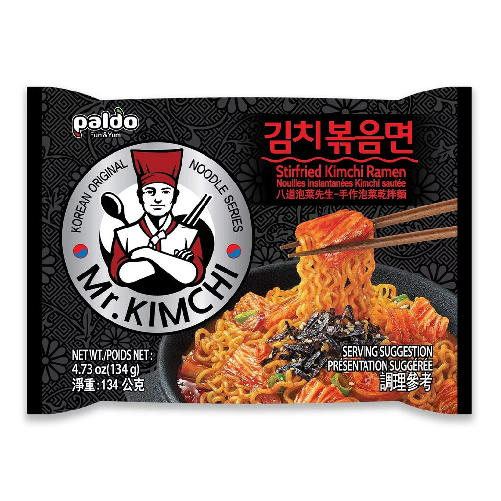 Kimchi Ramen Stir Fried Instant Noodles, Stir-fried Kimchi Flavored, Soupless Original Korean Ramyun, Spicy Ramen Challenge, 미스터 김치 김치볶음면 134g (4.72 oz) x 8 Pack. [8 packs] Paldo Mr