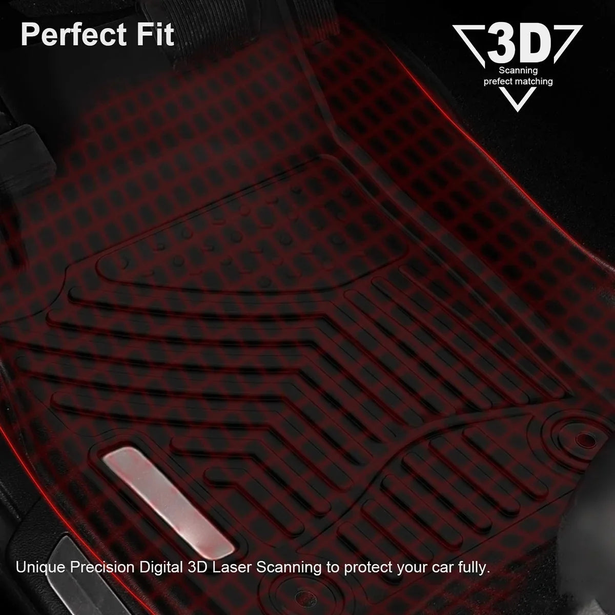 Ledkingdomus TPE Rubber Front & Rear for 2016-2021 Durango/Grand Cherokee /2022 Jeep Grand Cherokee Floor Mats Set, All-climate Protection