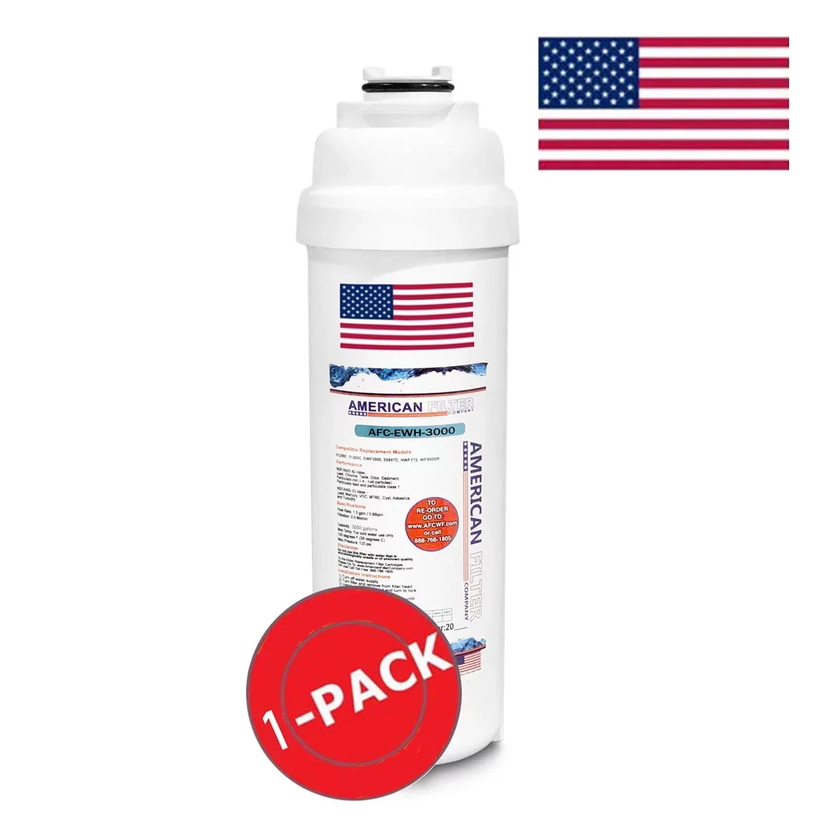 AFC Brand , liquid Filters , Model # AFC-EWH-3000 , matching with Elkay® LZS8WSSP - 1 Pack - Made in U.S.A.