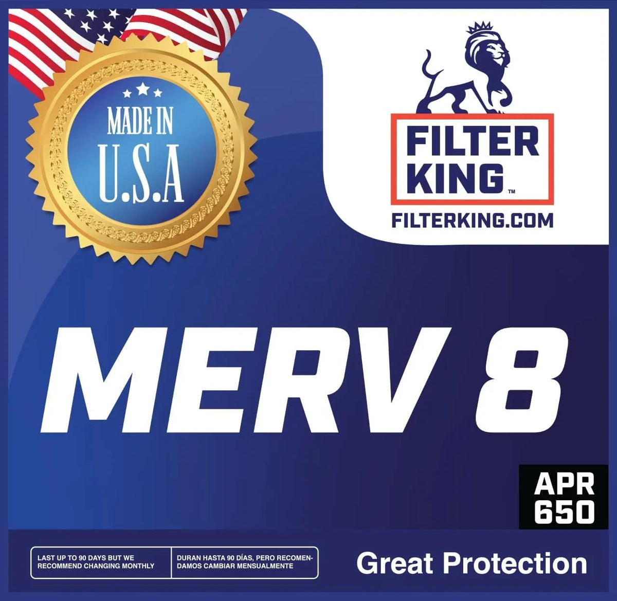 Filter King 33.5x35.5x1 Air Filter | 4-PACK | MERV 8 HVAC Pleated A/C Furnace Filters | MADE IN USA | Actual Size: 33.5 x 35.5 x .75"