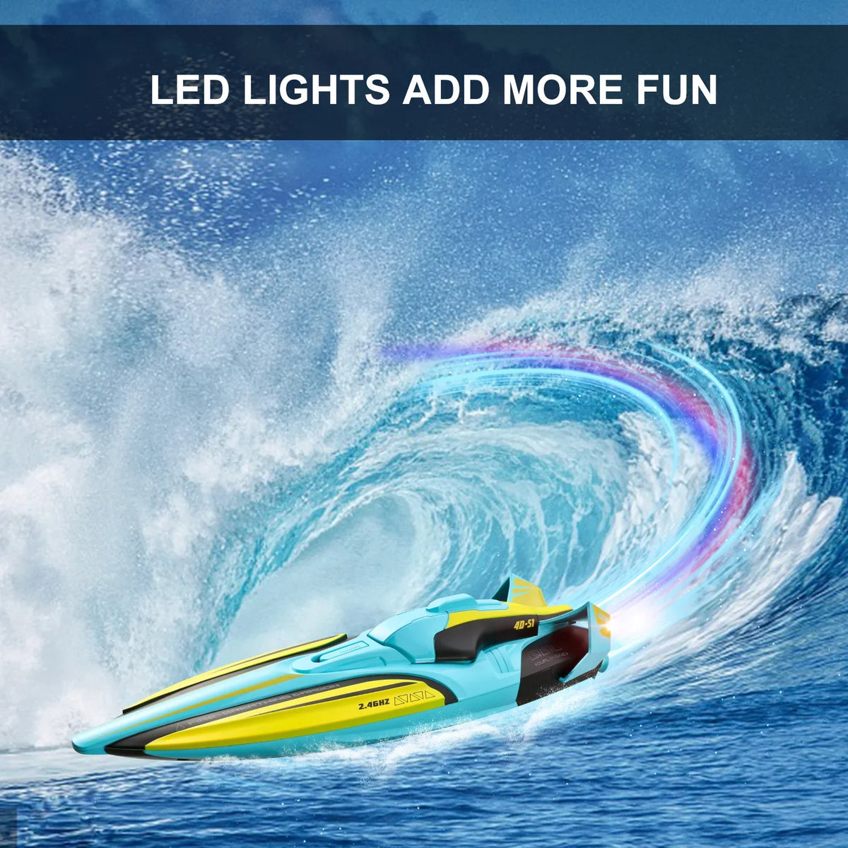 4DRC S1 RC vessel - Remote Control vessel for Pools and Lakes, 4 Channel 2.4GHZ Remote Control, and Rechargeable vessel Battery，Yellow