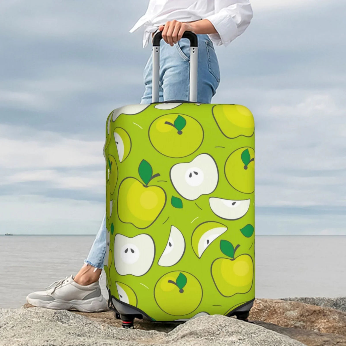 Junzan Green  Print Washable Luggage wrap - Fashion Suitcase Protector Fits 18-32 Inch Luggage