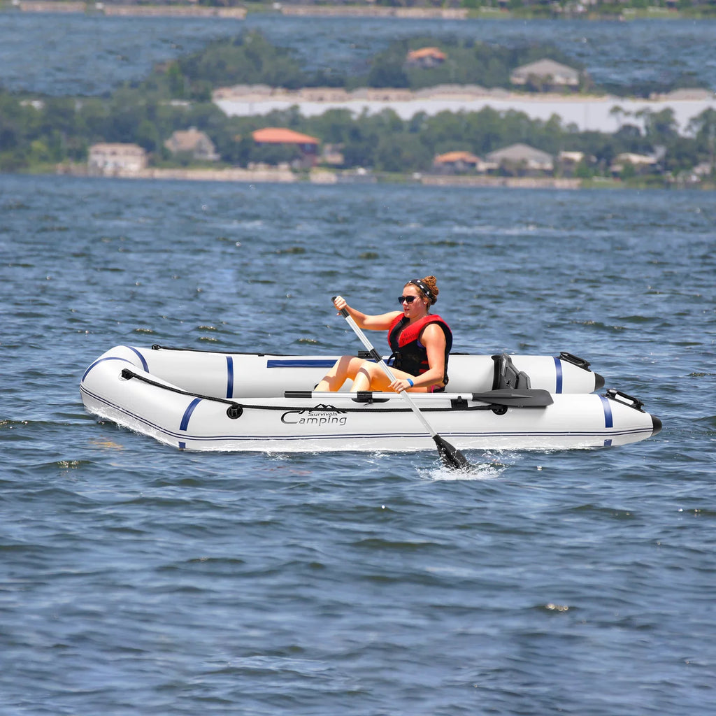 Zimtown 7.5 ft Adult Inflatable Fishing craft, with Oars and Pump, Gray/White