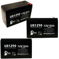 3x Pack - suitable Amigo Mobility TravelMate Battery - Replacement UB1290 Universal Sealed Lead Acid Battery (12V, 9Ah, 9000mAh, F1 Terminal, AGM, SLA) - Includes 6 F1 to F2 Terminal Adapters