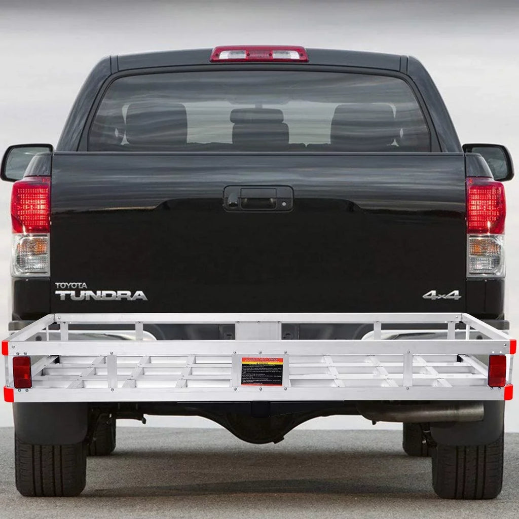 Hitch Cargo Carrier Fits 2” Receiver, 60” x 22” x 7” Mount Luggage Rack, Aluminum Trailer Vehicle Cargo Basket for SUV, Truck, Car, 500LBS Capacity