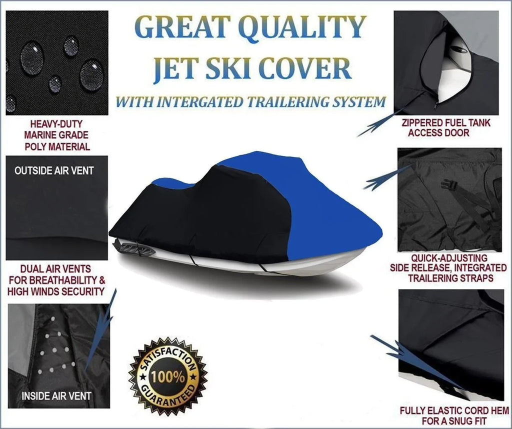 BLACK / BLUE HEAVY-DUTY, TOP OF THE LINE shield suitable for Kawasaki 1200 STX R JetSki Jet Ski PWC wrap 2002 2003 2004 2005