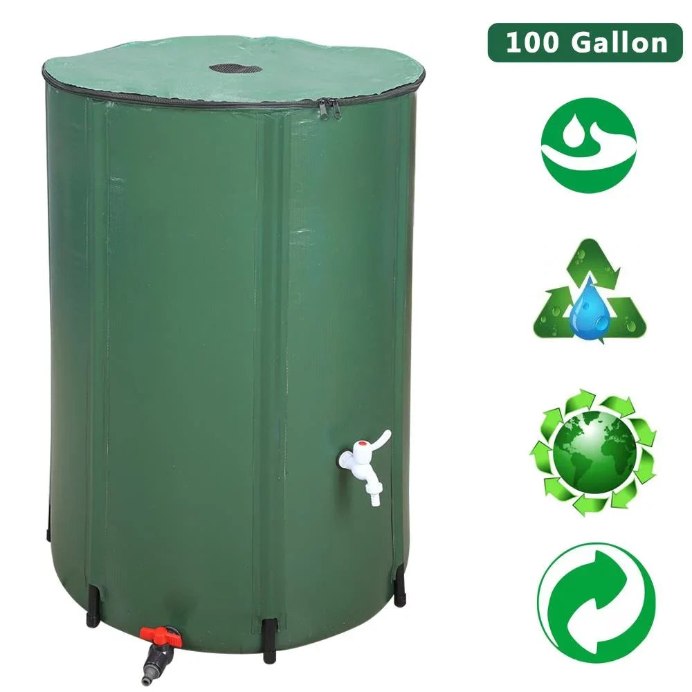 Winado Portable 100 Gallon Rain Barrel Patio aqua Storage Barrel Green